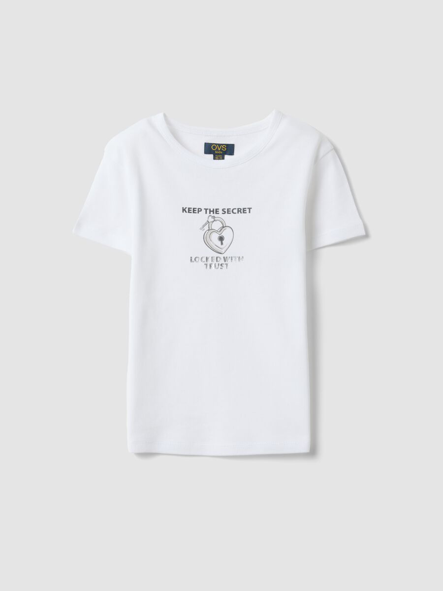 Girls&rsquo; white pure cotton slim-fit T-shirt with print_3