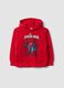 Red oversized cotton-blend hoodie with Spider-Man print for boys_0
