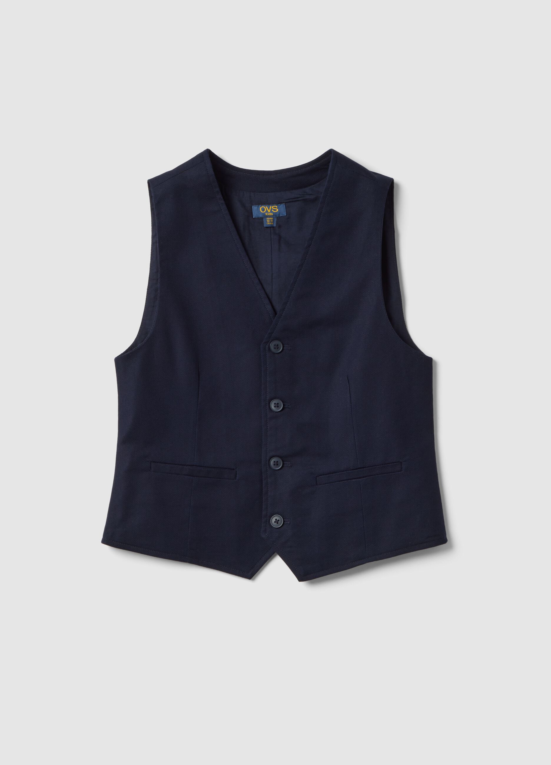Boys' regular fit blue stretch cotton waistcoat