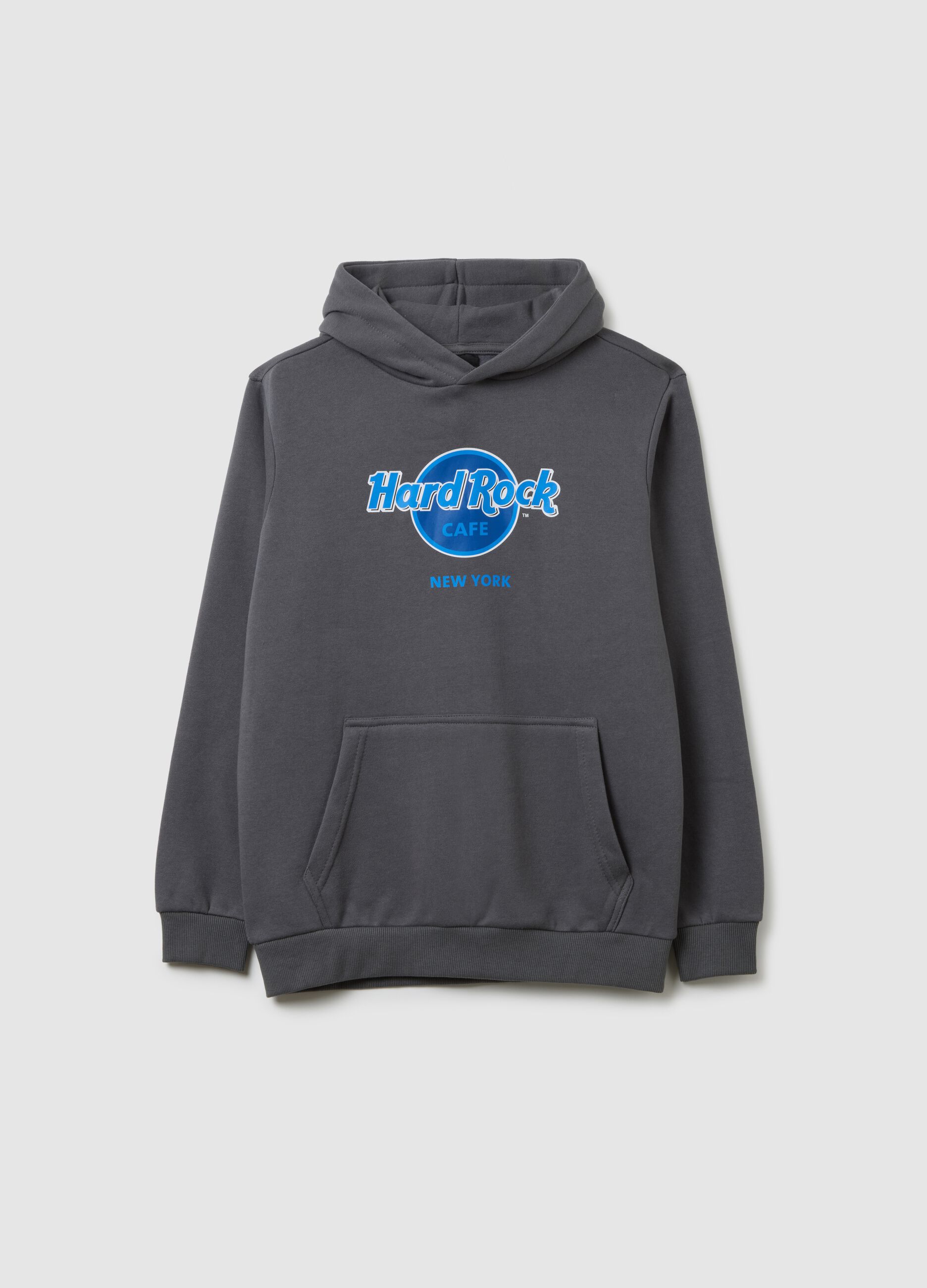 Grey cotton-blend kids' sweatshirt with Hard Rock Cafe logo