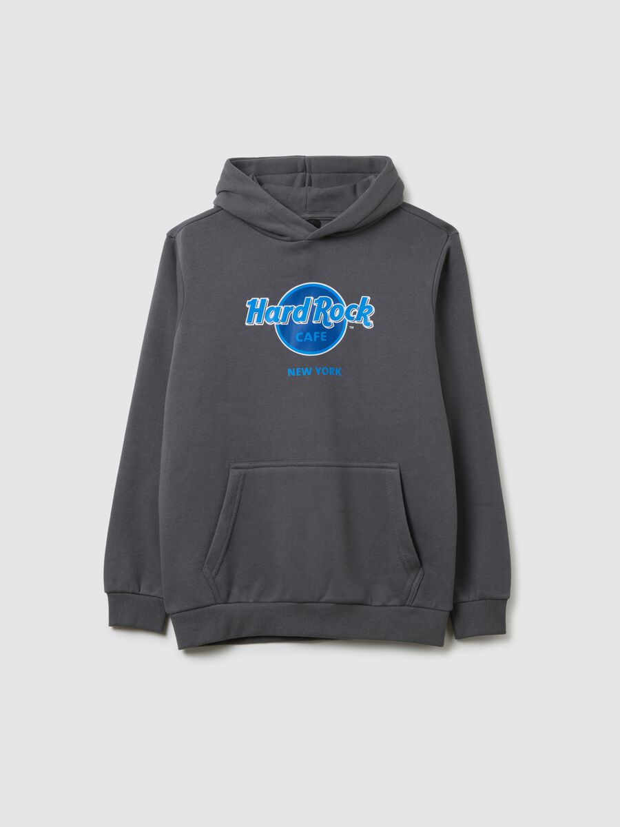 Felpa da bambino in misto cotone grigia con logo Hard Rock Cafe_0