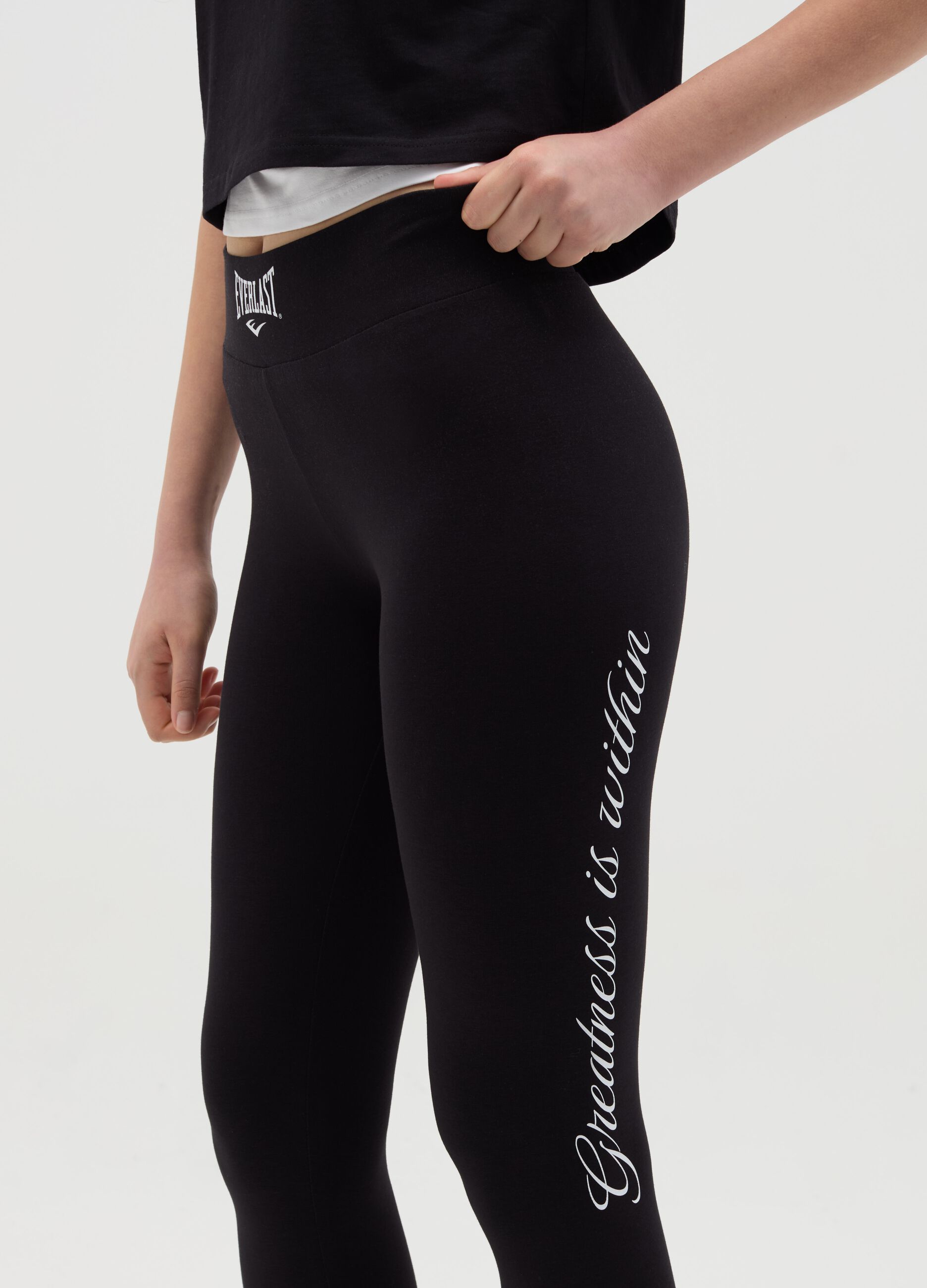 Leggings in cotone stretch con stampa
