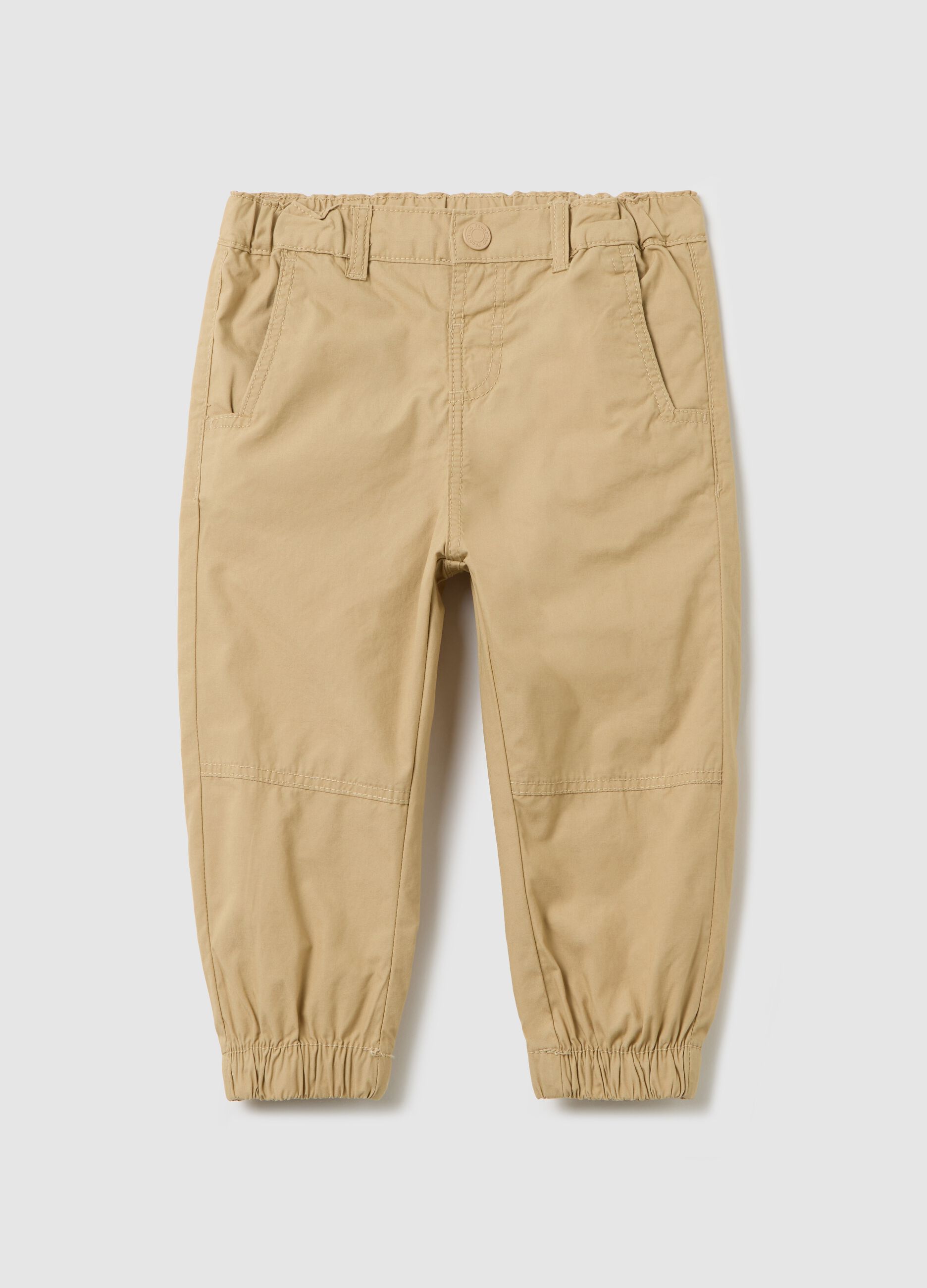 Poplin trousers with elasticated edging