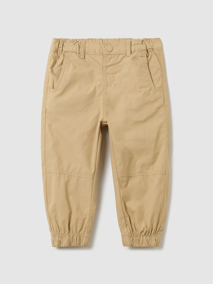 Poplin trousers with elasticated edging_0