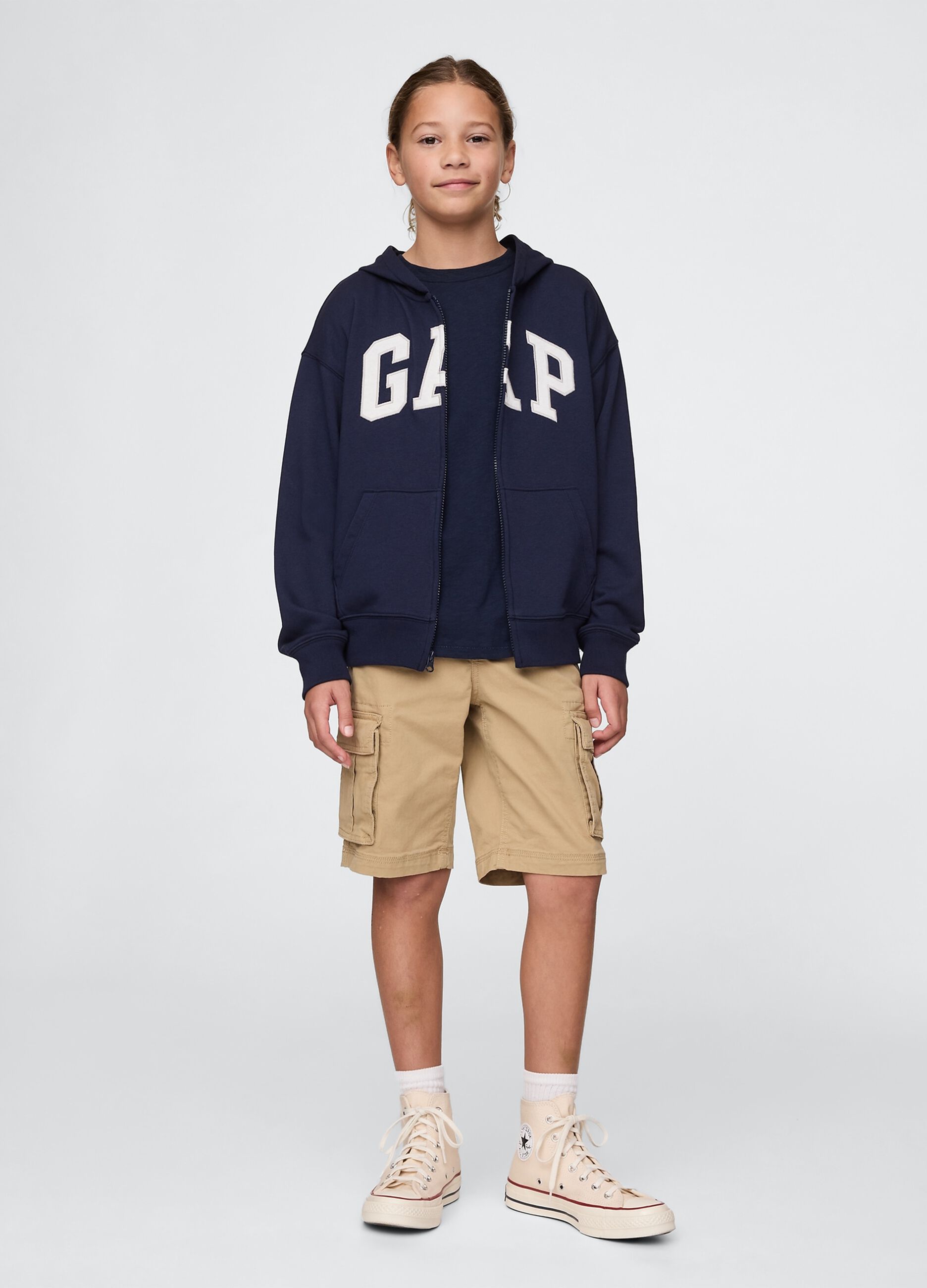 GAP logo hoodie with zip in cotton blend