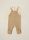Beige baby romper with classic collar_0