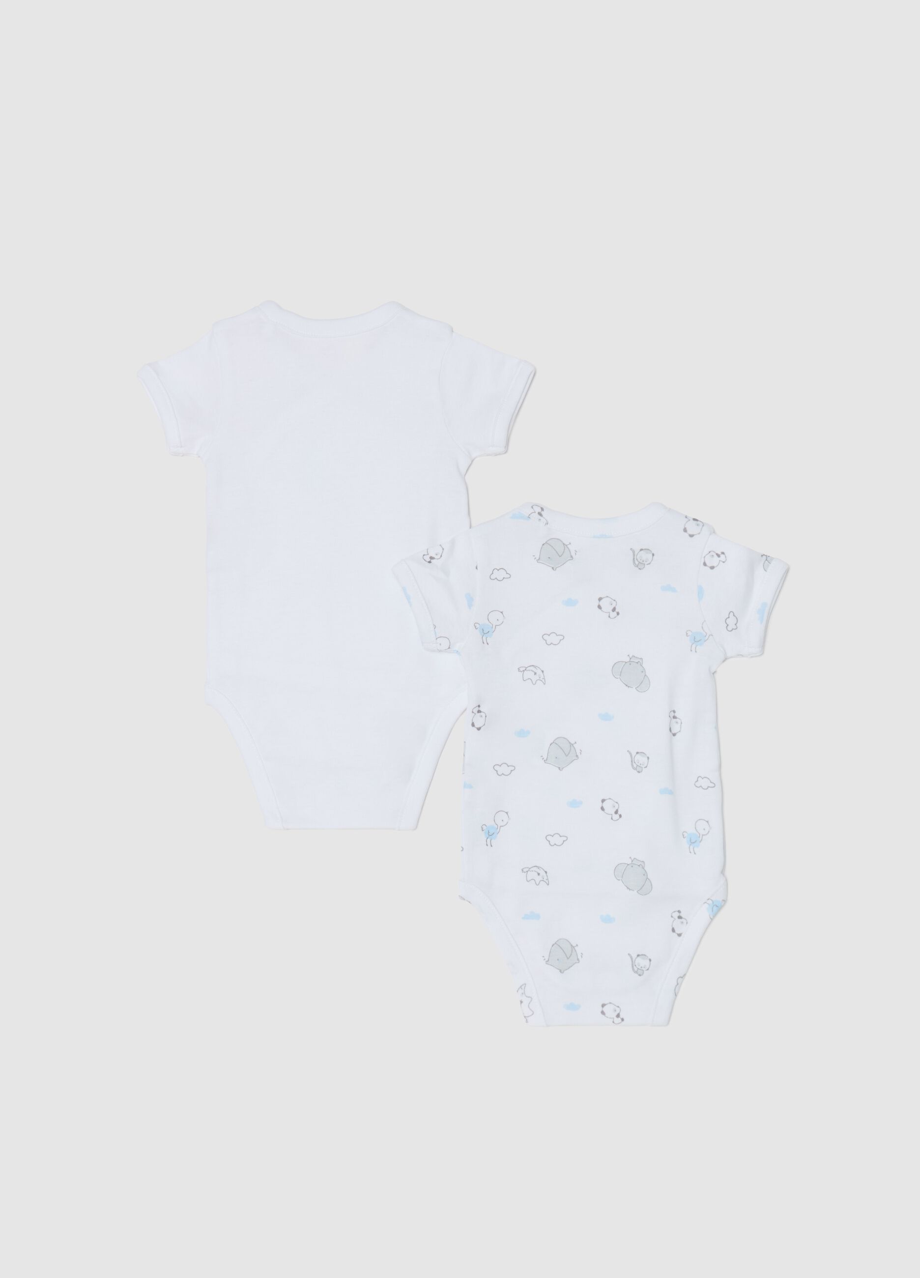 Bipack body in cotone bio con stampa animaletti