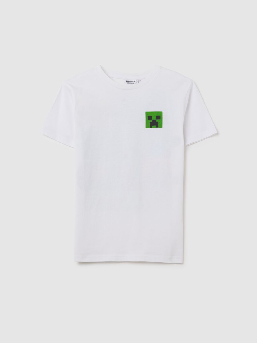 White Minecraft print cotton T-shirt_3