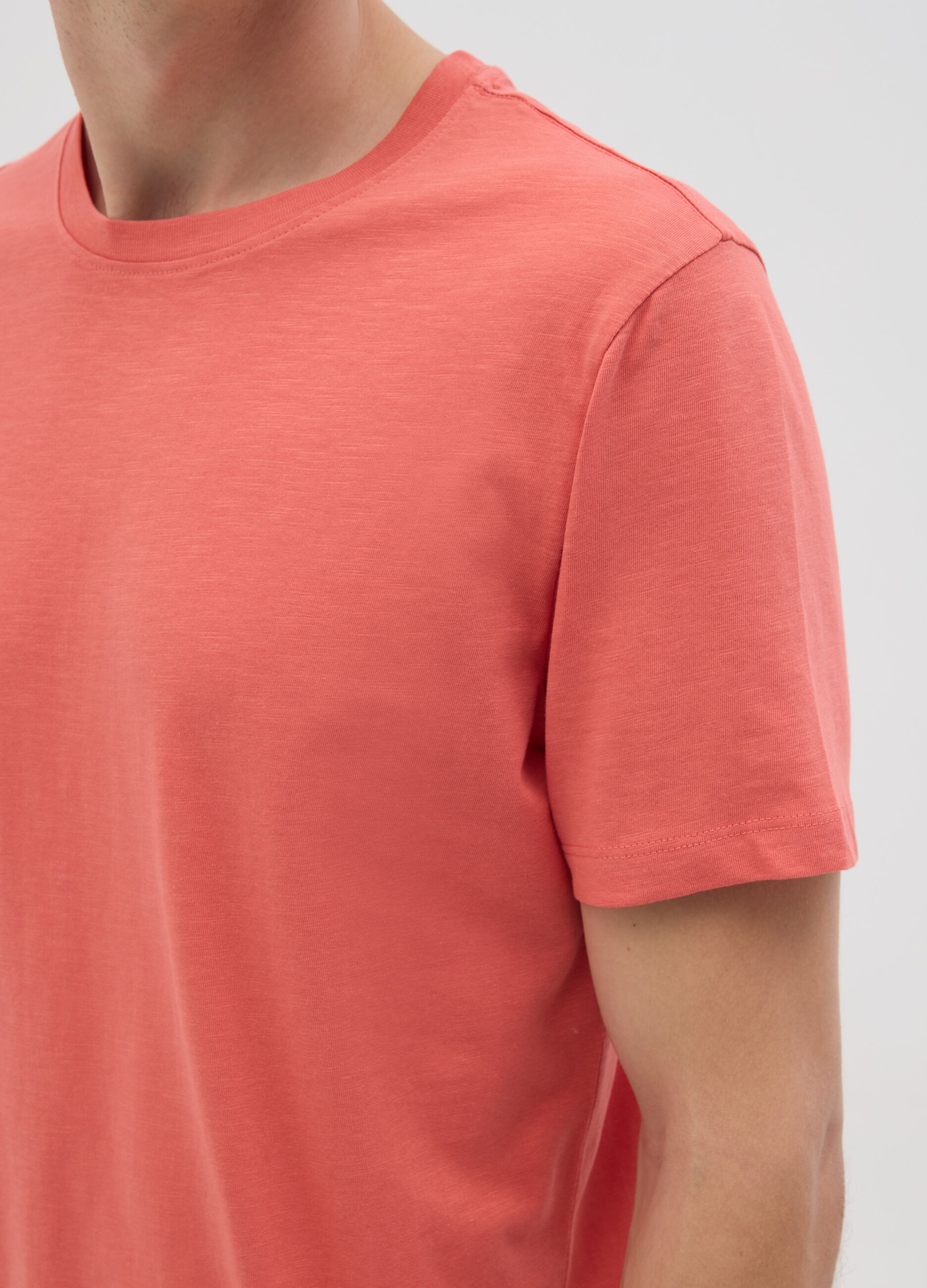 Men's orange pure cotton t-shirt regular fit