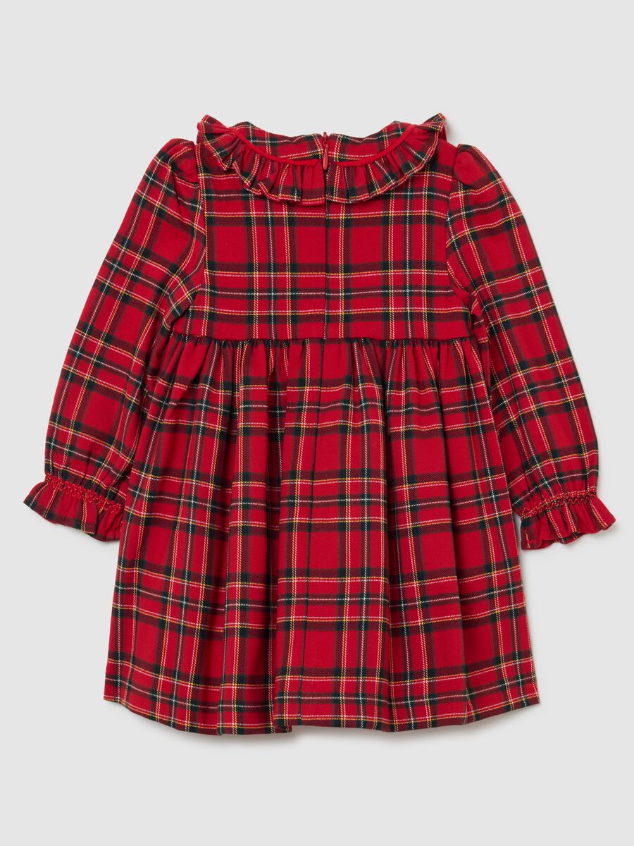 Vestito rosso a quadri multicolor da bimba wide fit con volant_1