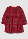 Multicoloured check wide-fit red dress with ruffles for girls_1