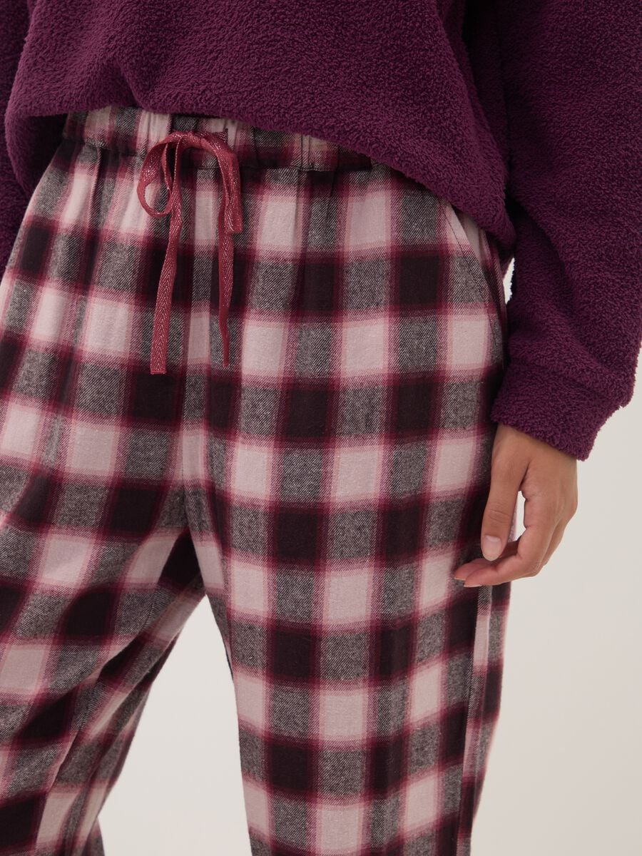 Pantaloni pigiama a quadri multicolor in puro cotone organico_3