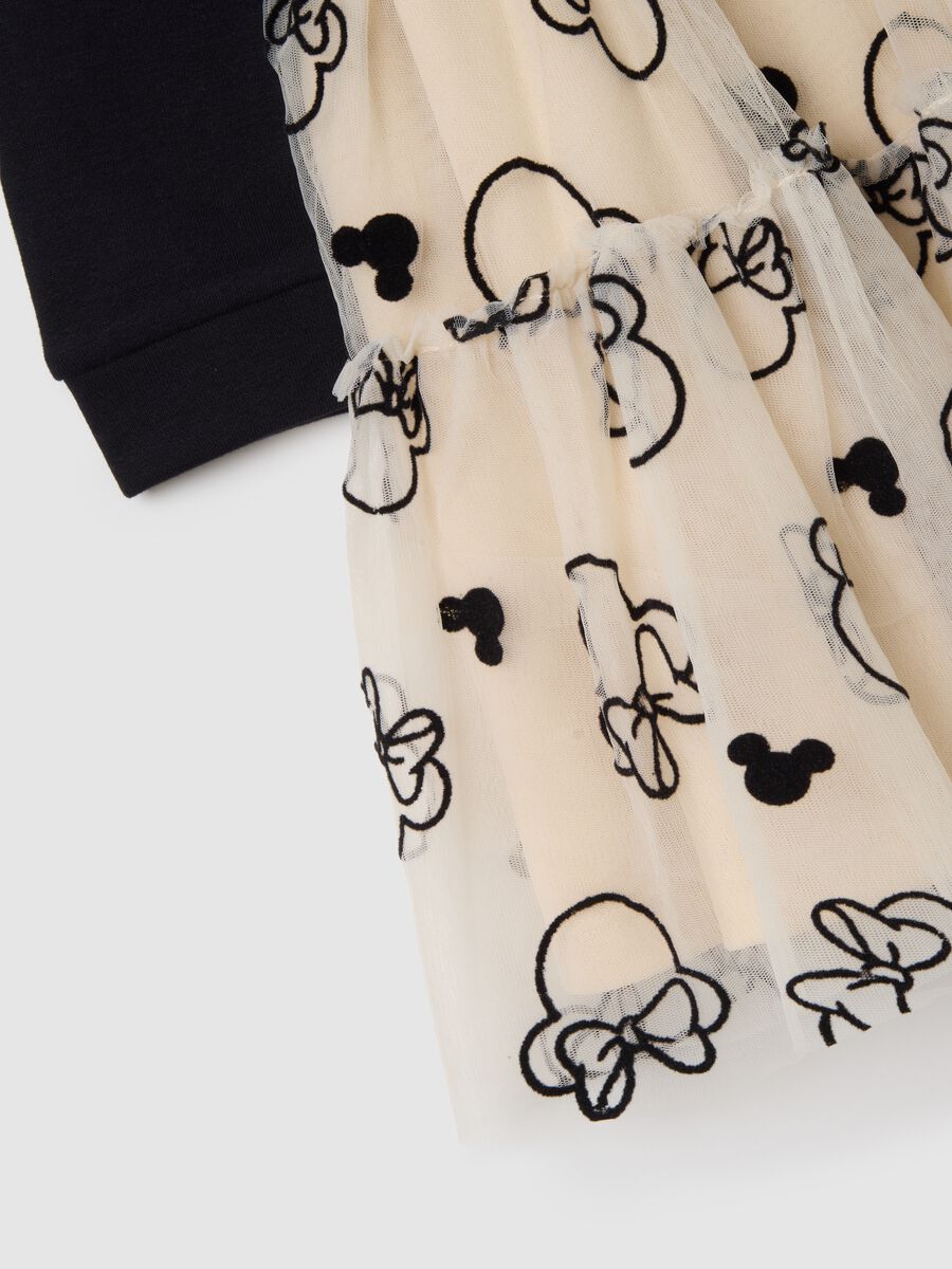 Multicolour cotton blend girl's dress with tulle and Disney print_2