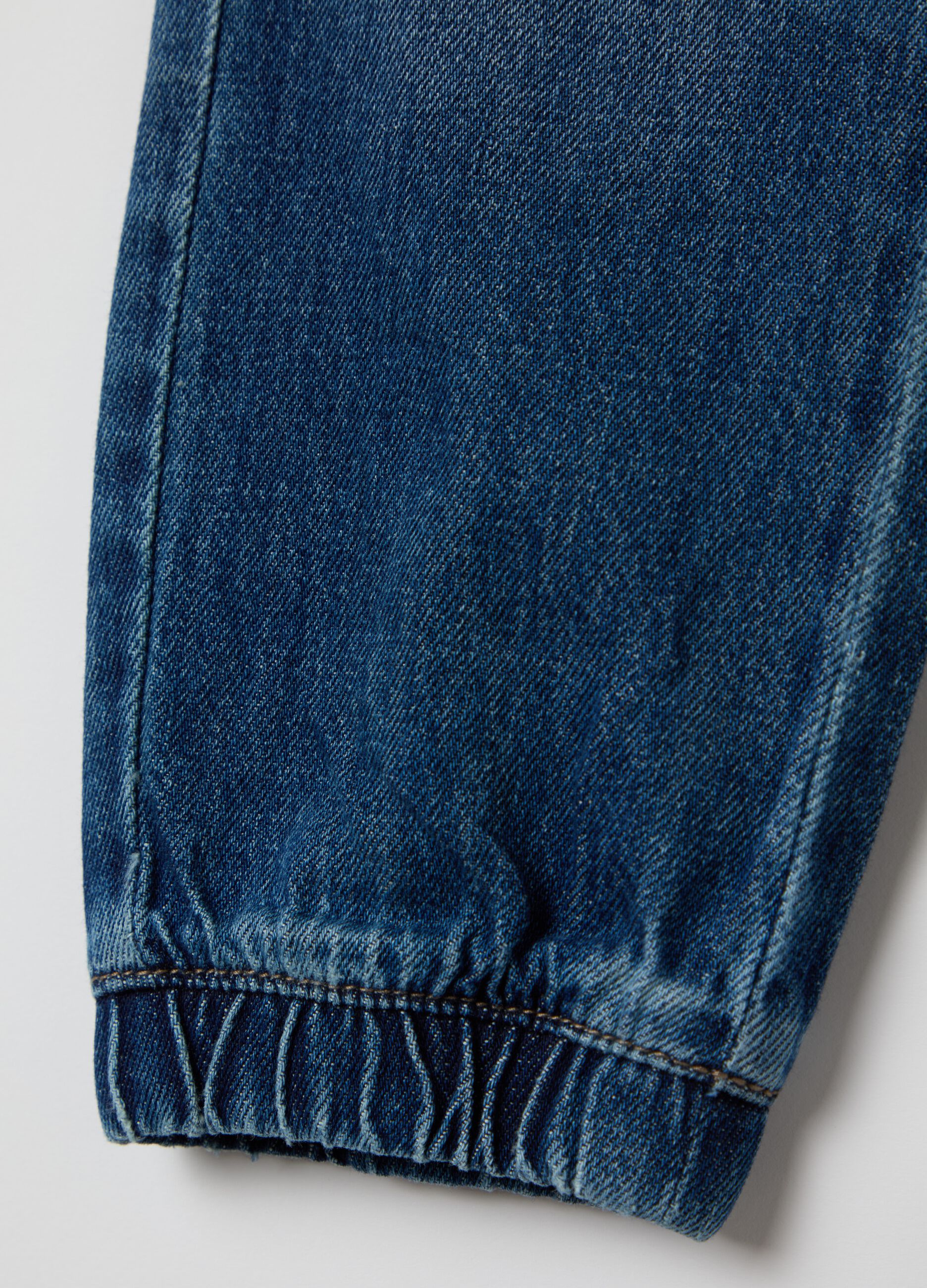 Denim joggers with drawstring