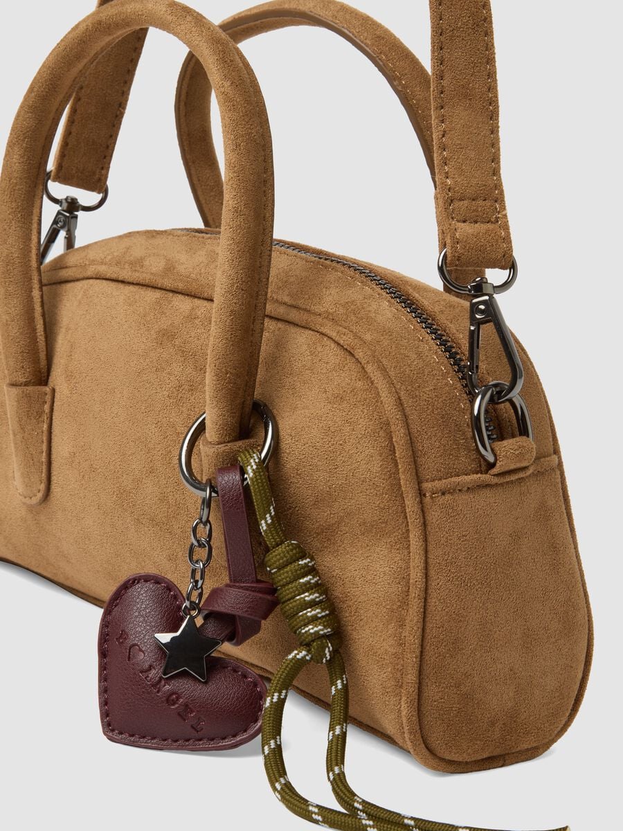 Borsa marrone a doppi manici in tessuto elasticizzato_1