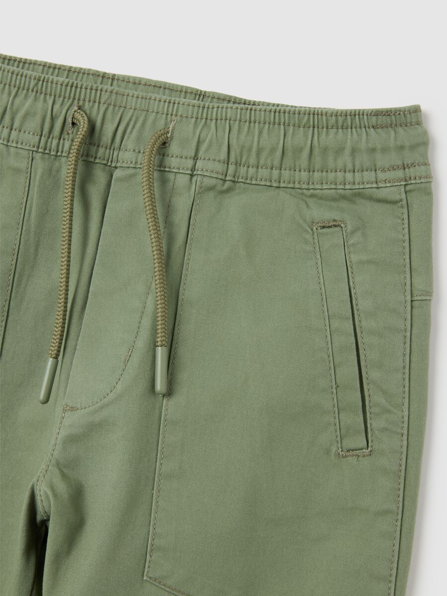Children's elasticated green cotton trousers_3