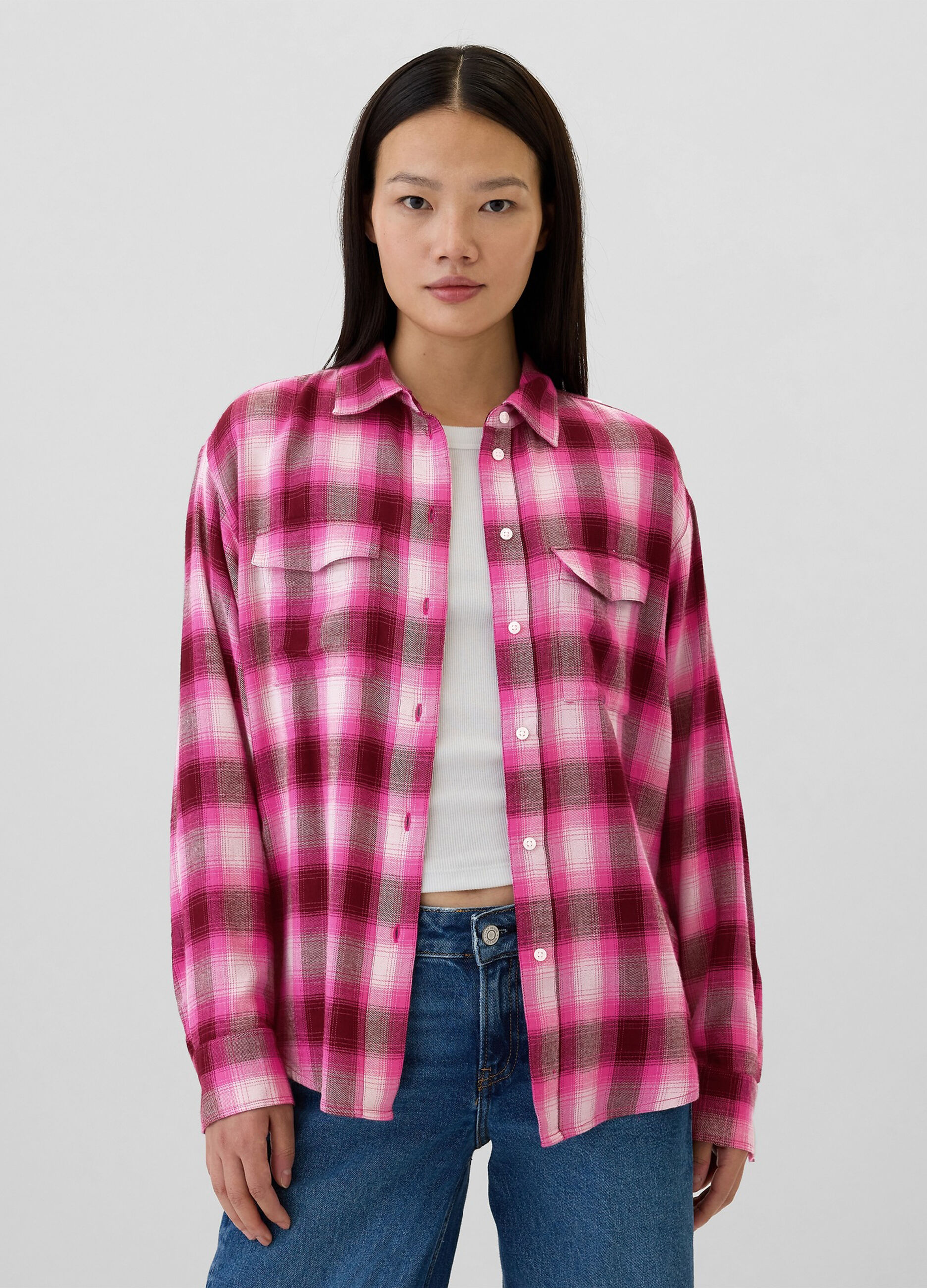 Check flannel shirt with pockets