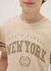 Beige pure cotton boy's regular fit T-shirt with New York print_2