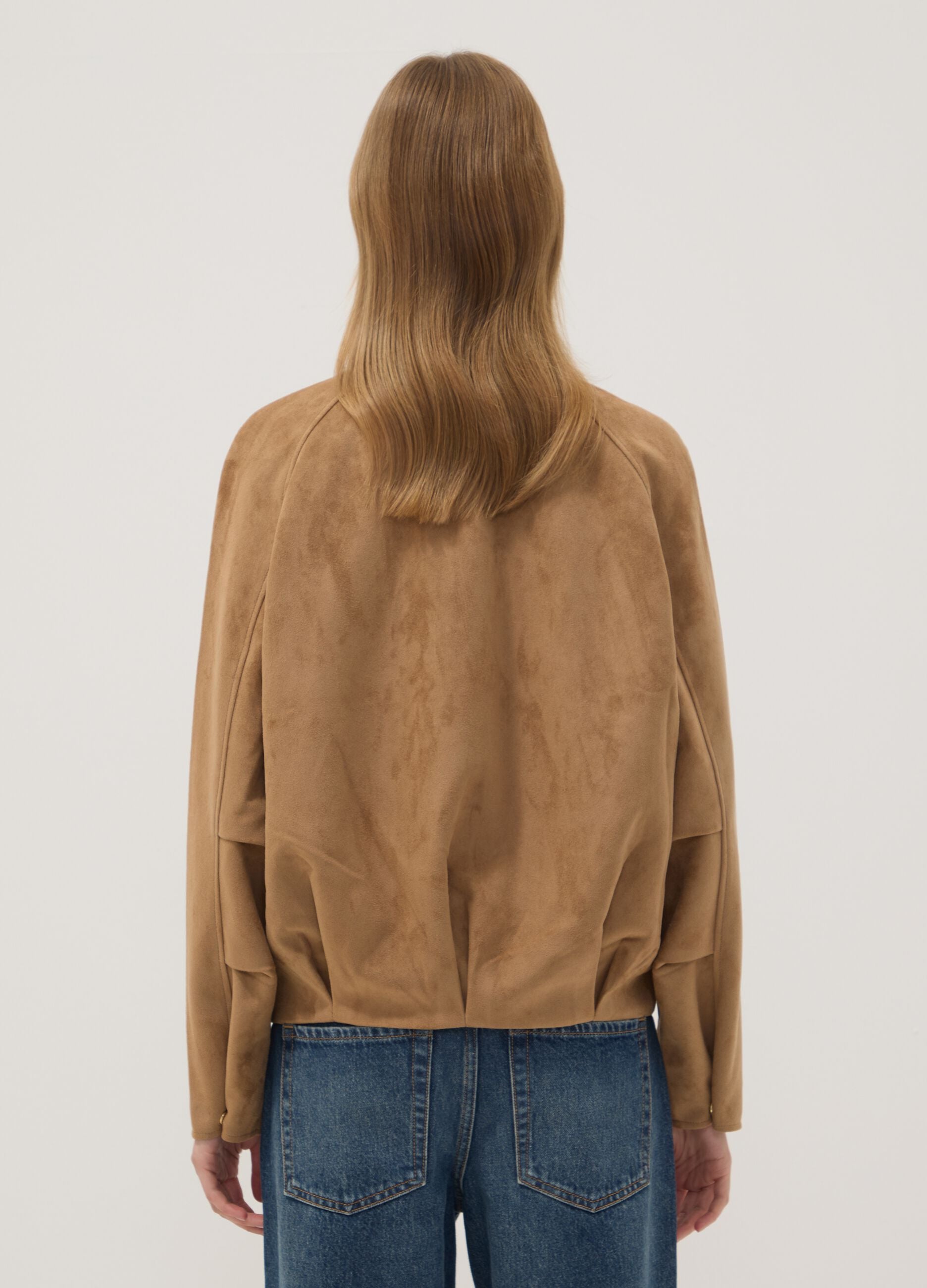 Beige regular-fit jacket with zip and buttons