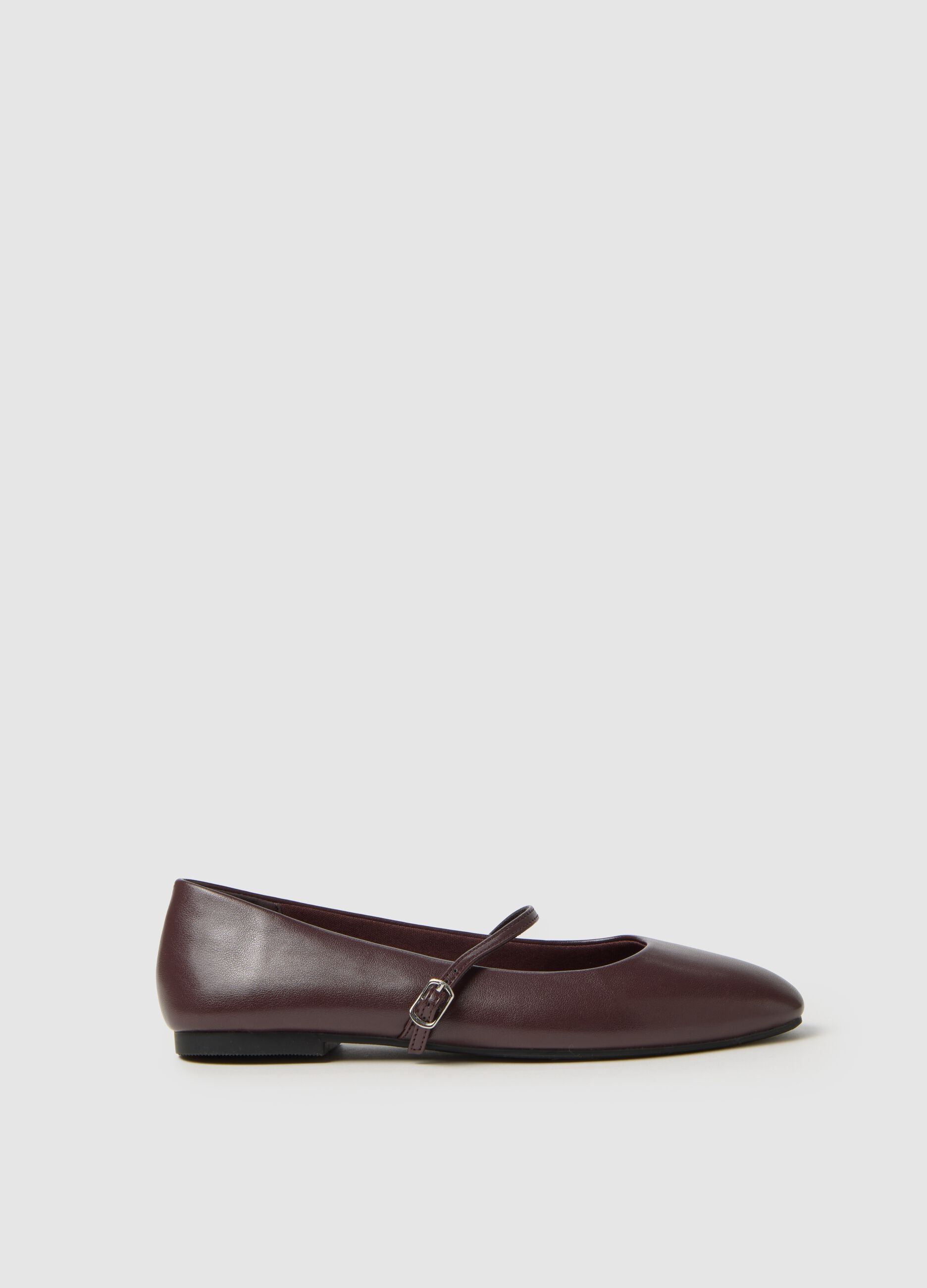 Brown ballet flats with strap