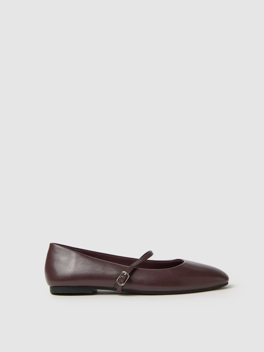 Brown ballet flats with strap_0