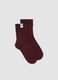 Red ribbed stretch-cotton socks_0