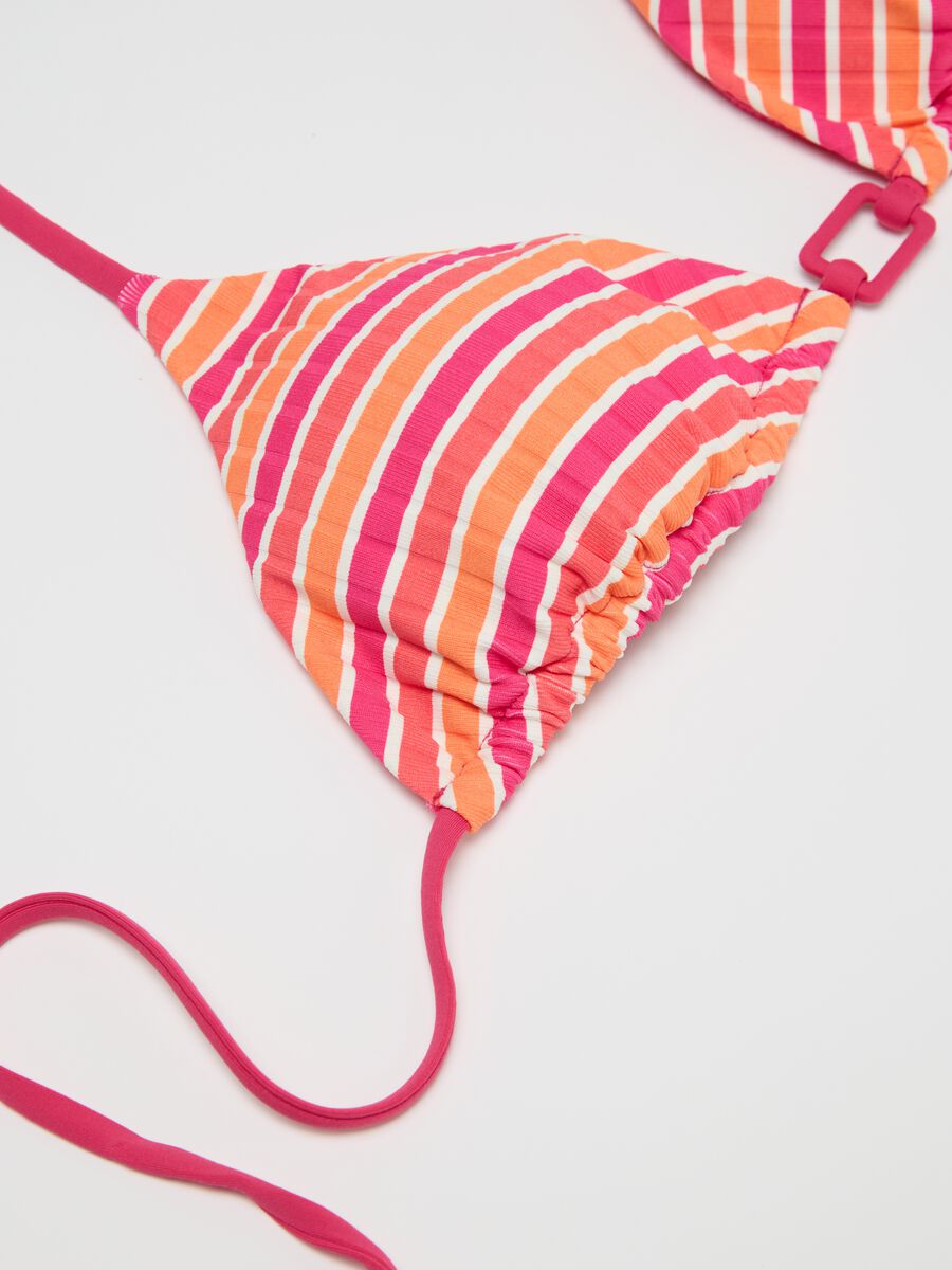 Women’s bikini top in multicoloured stretch fabric with no padding_5