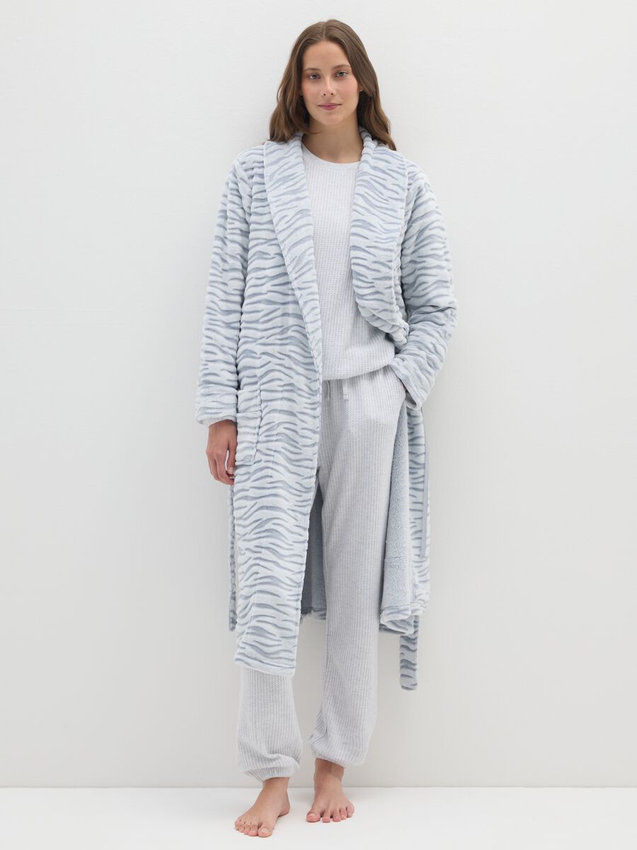 Vestaglia multicolor con cintura e tasche_0