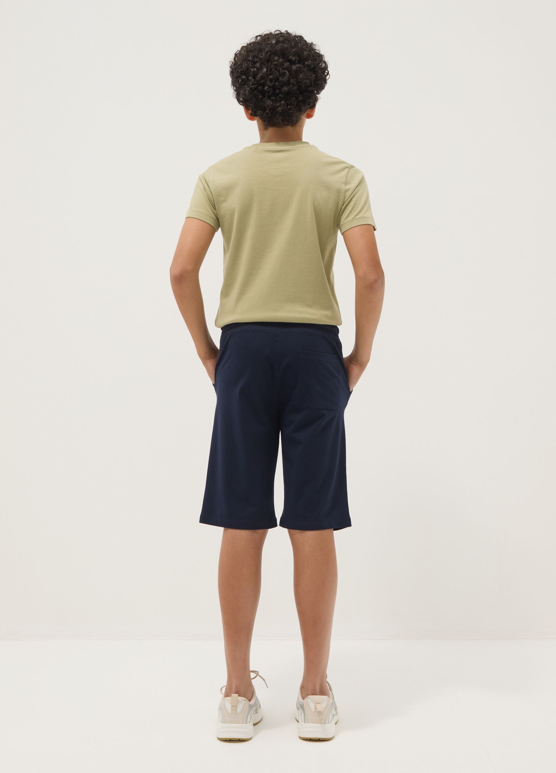 Boys&rsquo; blue pure cotton comfort-fit shorts
