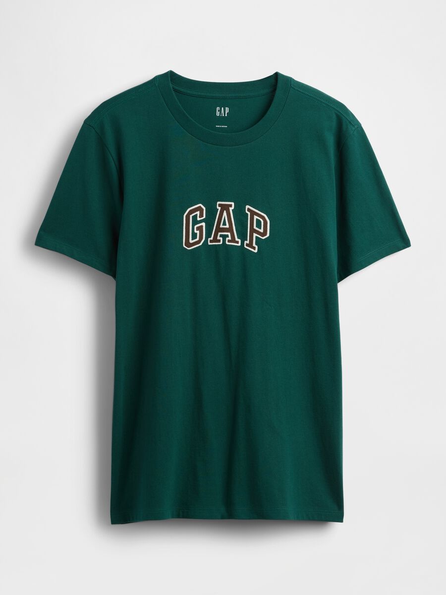 Short-sleeved green cotton T-shirt_4