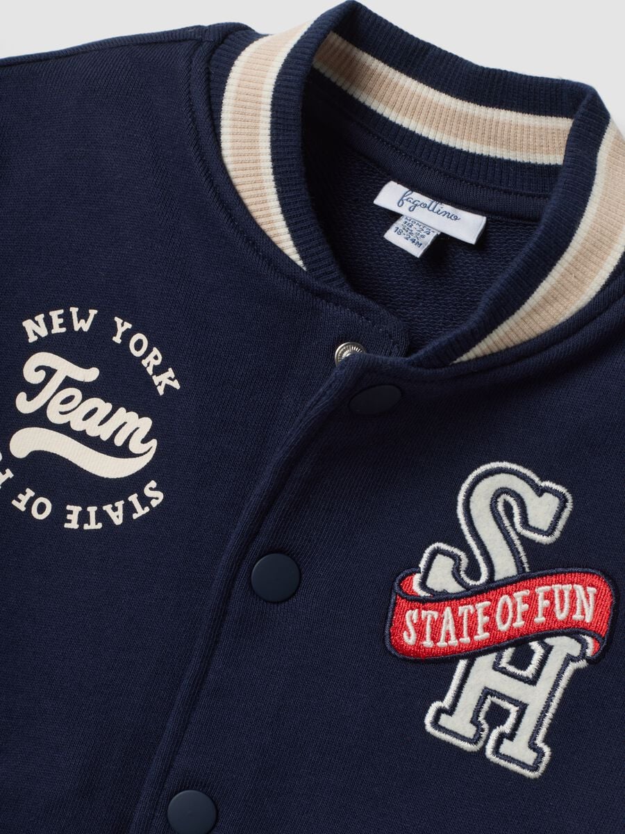 Felpa college blu navy in puro cotone regular fit_2
