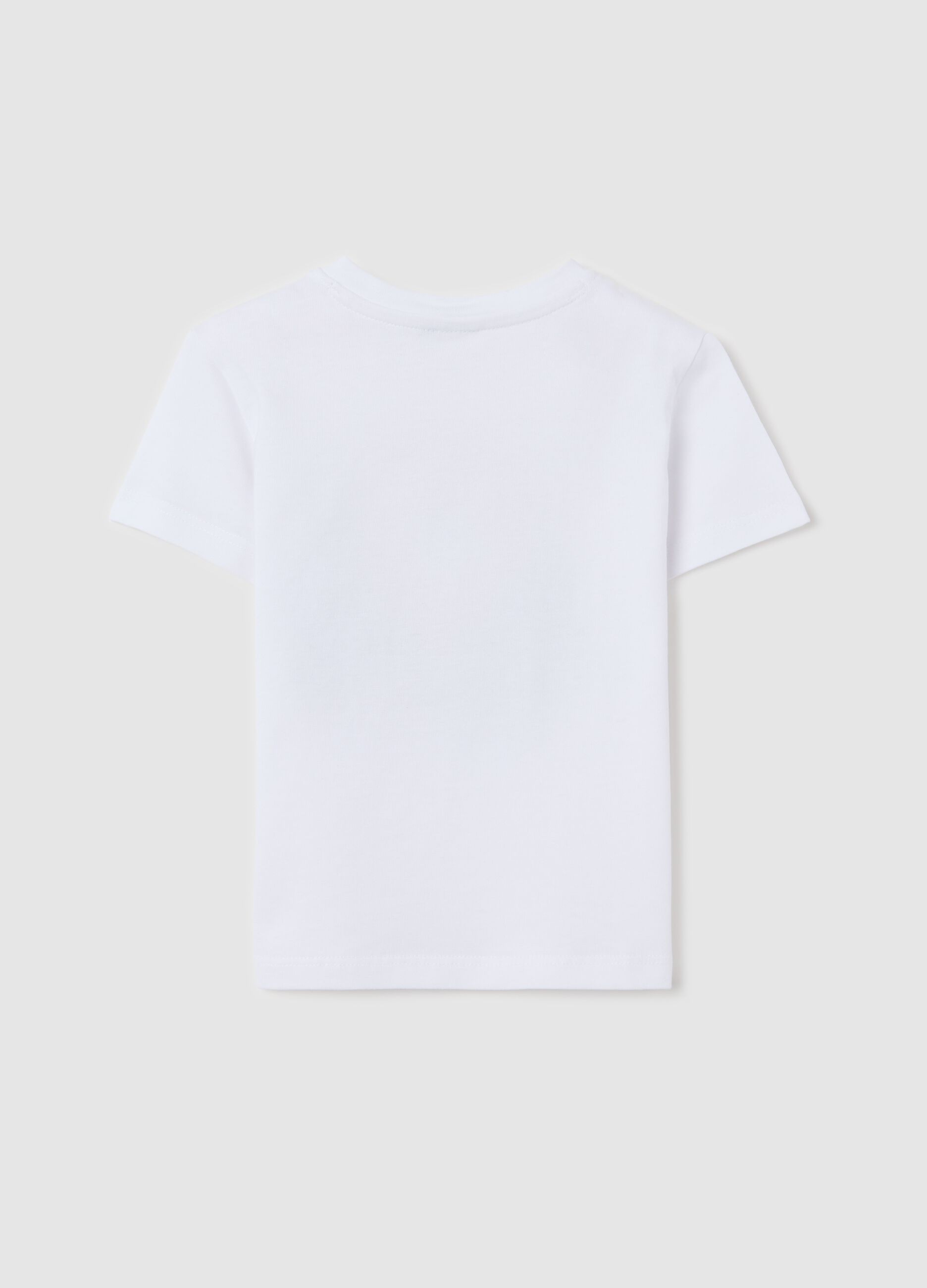 White cotton T-shirt with puppy print