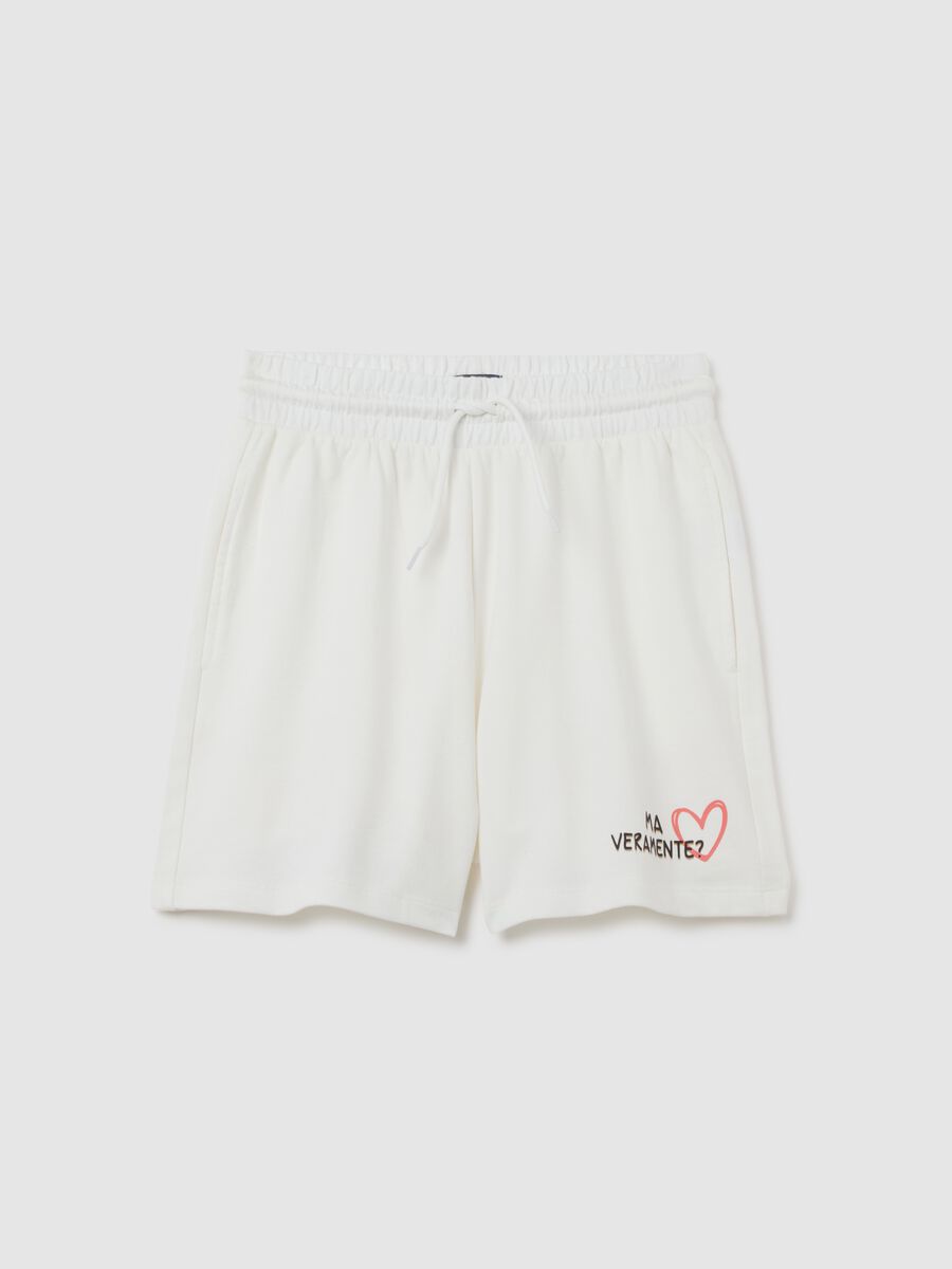 Pantaloncini da ragazza in puro cotone bianco regular fit _0