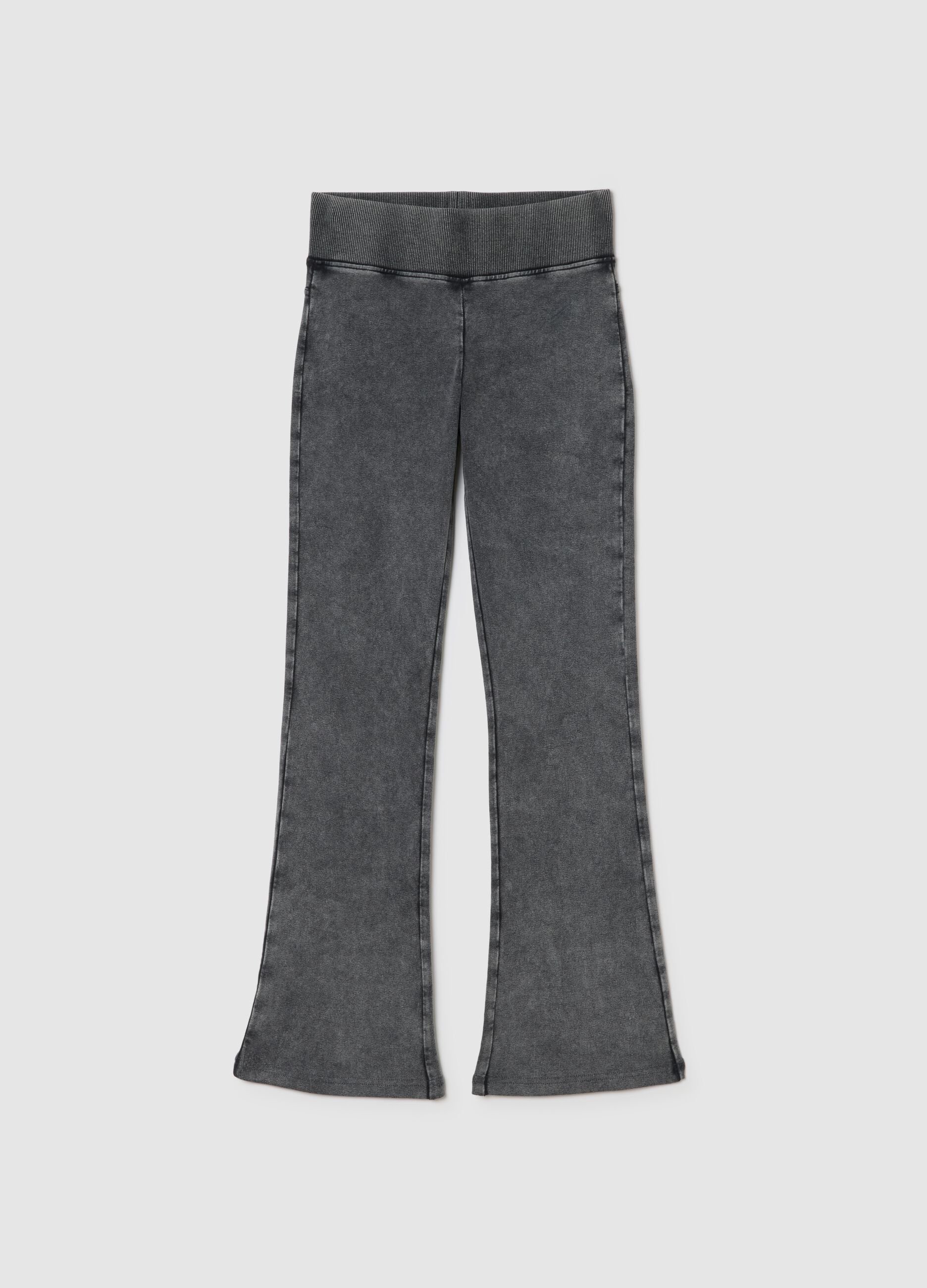 Grey Stretch Flare Trousers
