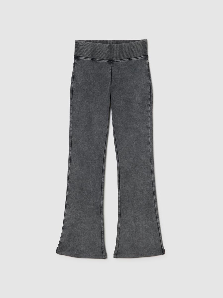 Grey Stretch Flare Trousers_0