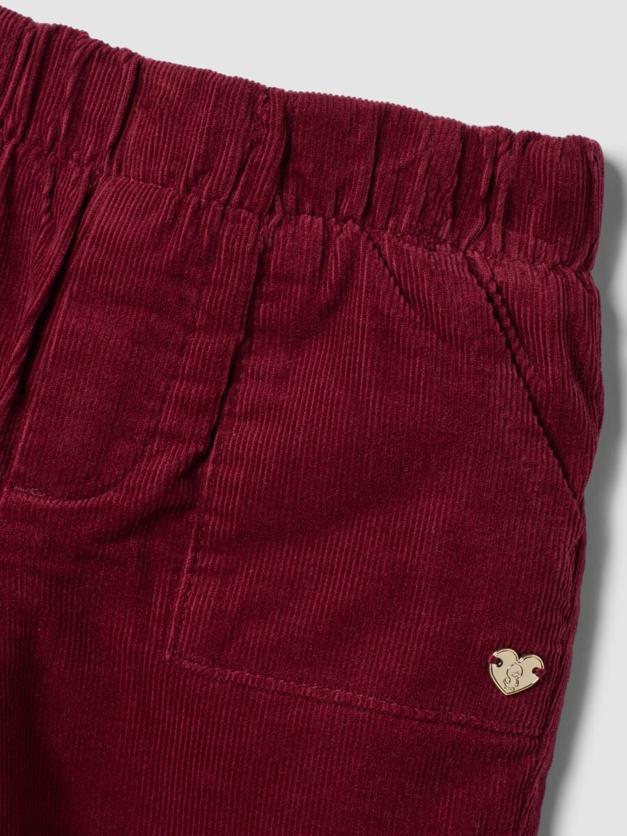 Pantaloni rosa in puro cotone con vita elasticizzata_2