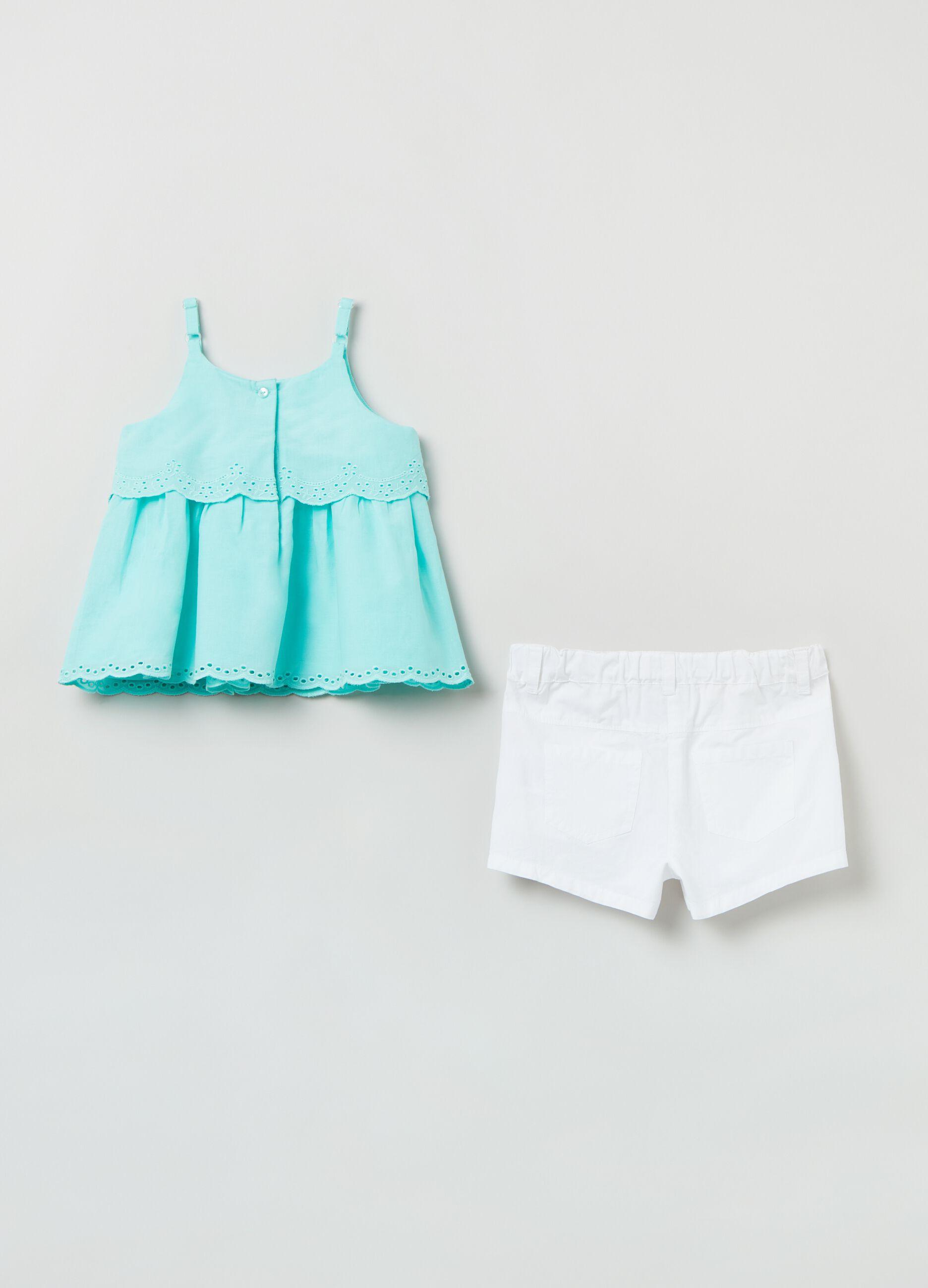 Broderie anglaise tank top and shorts set