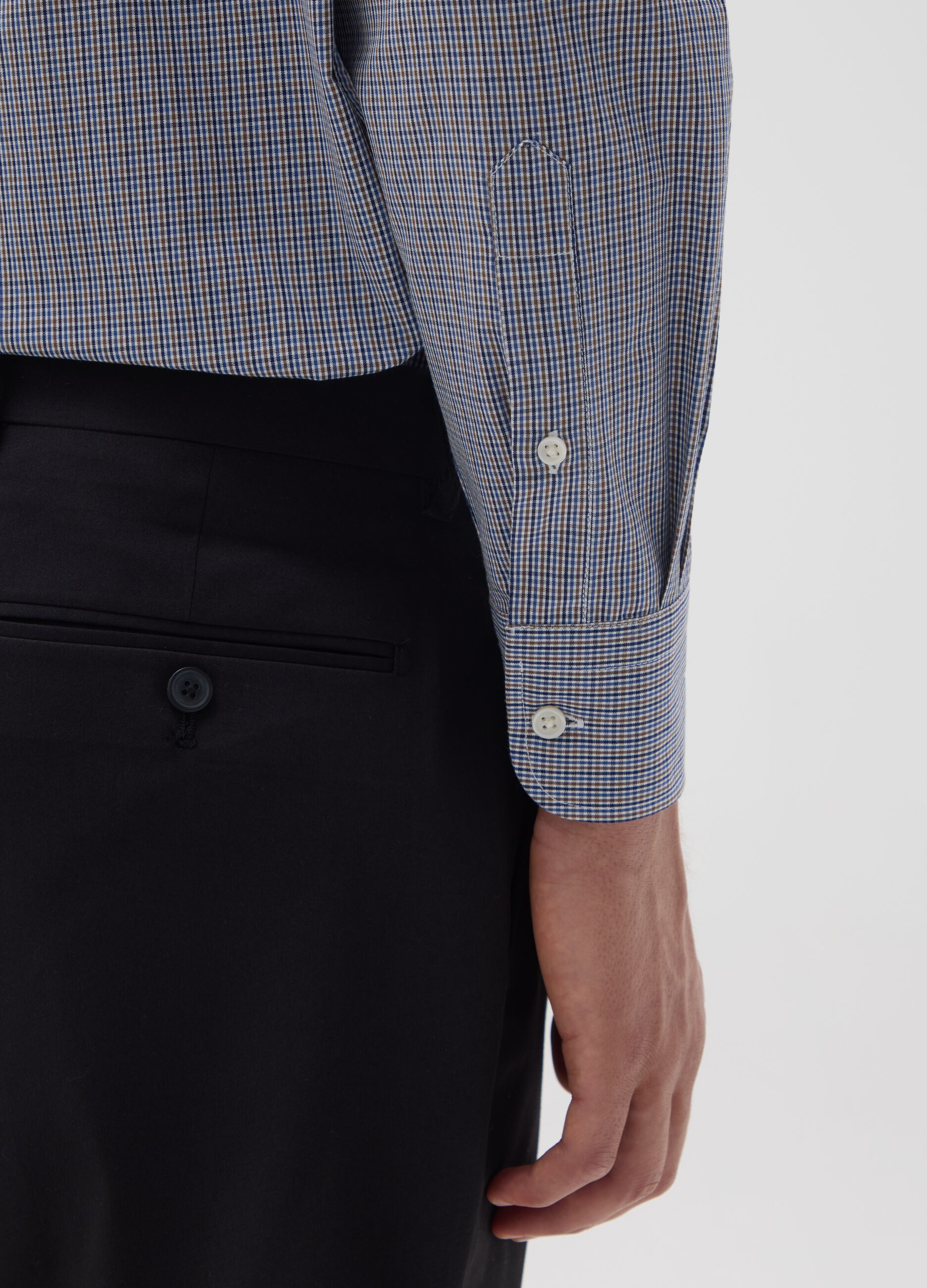 Camicia in misto cotone blu regular fit