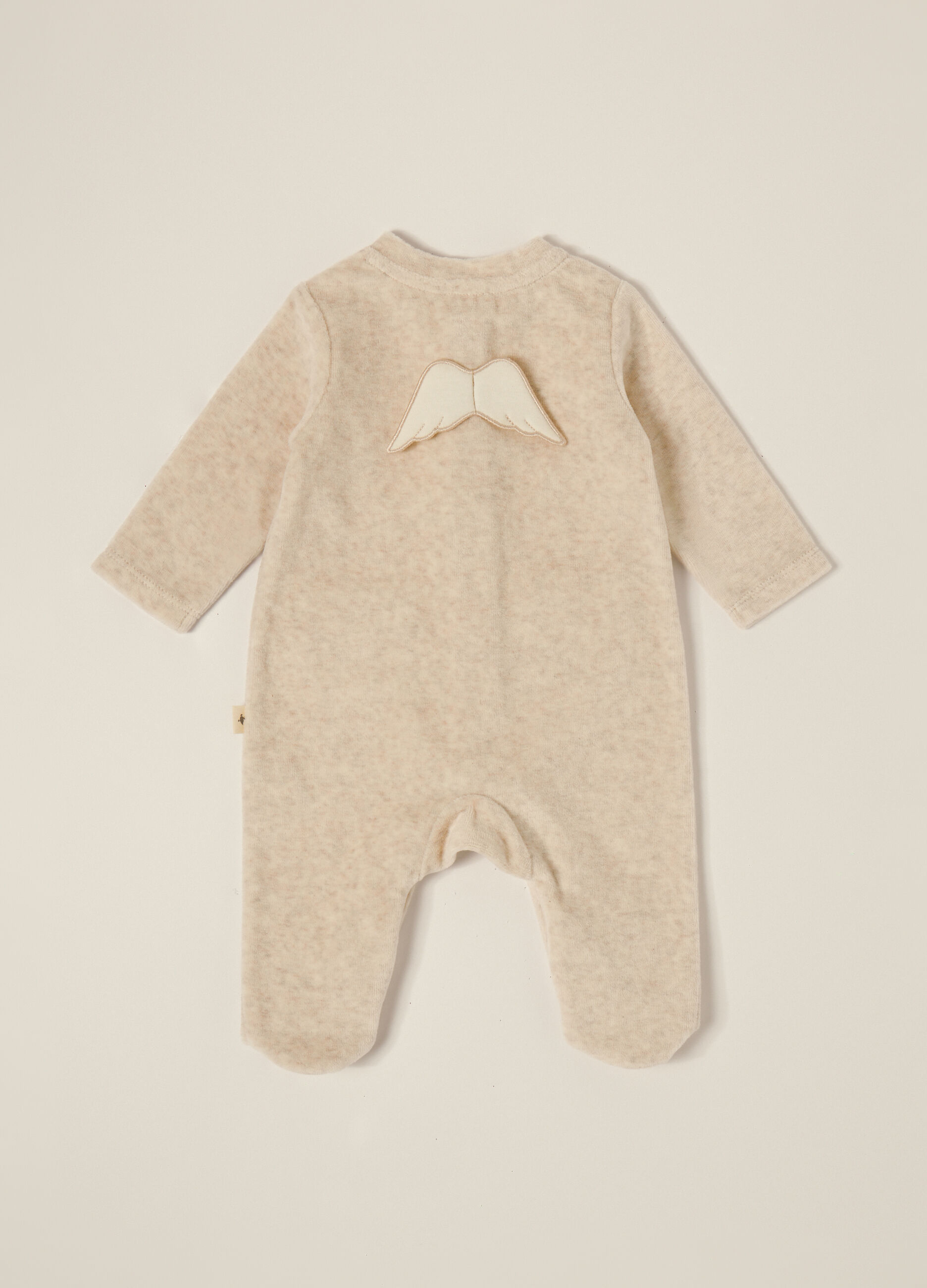 Beige cotton blend baby romper