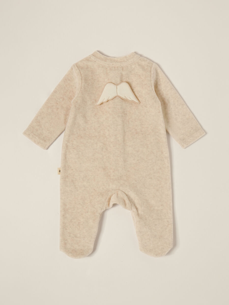 Beige cotton blend baby romper_1