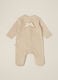 Beige cotton blend baby romper_1