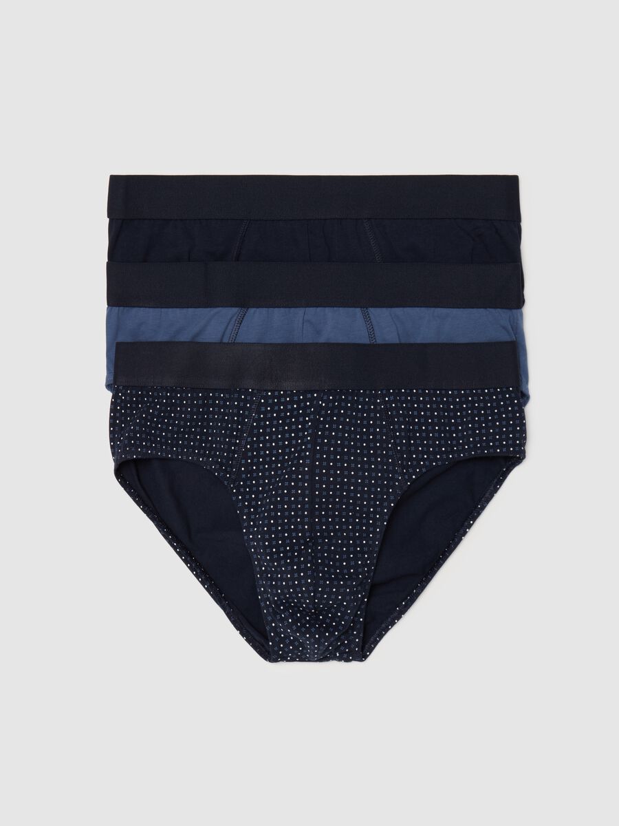 Three-pair pack briefs in stretch cotton with micro pattern_4