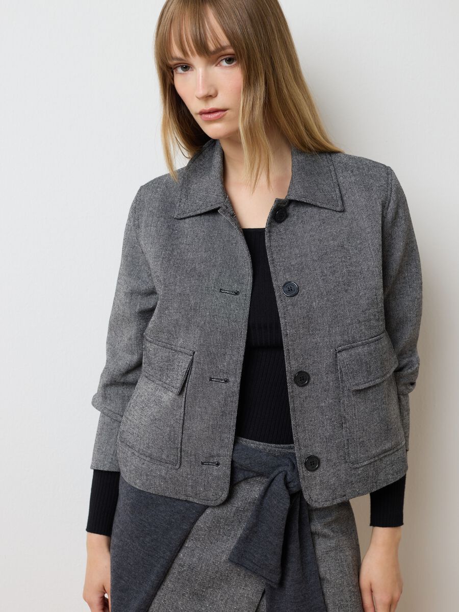 Blazer in misto lana grigio regular fit_1