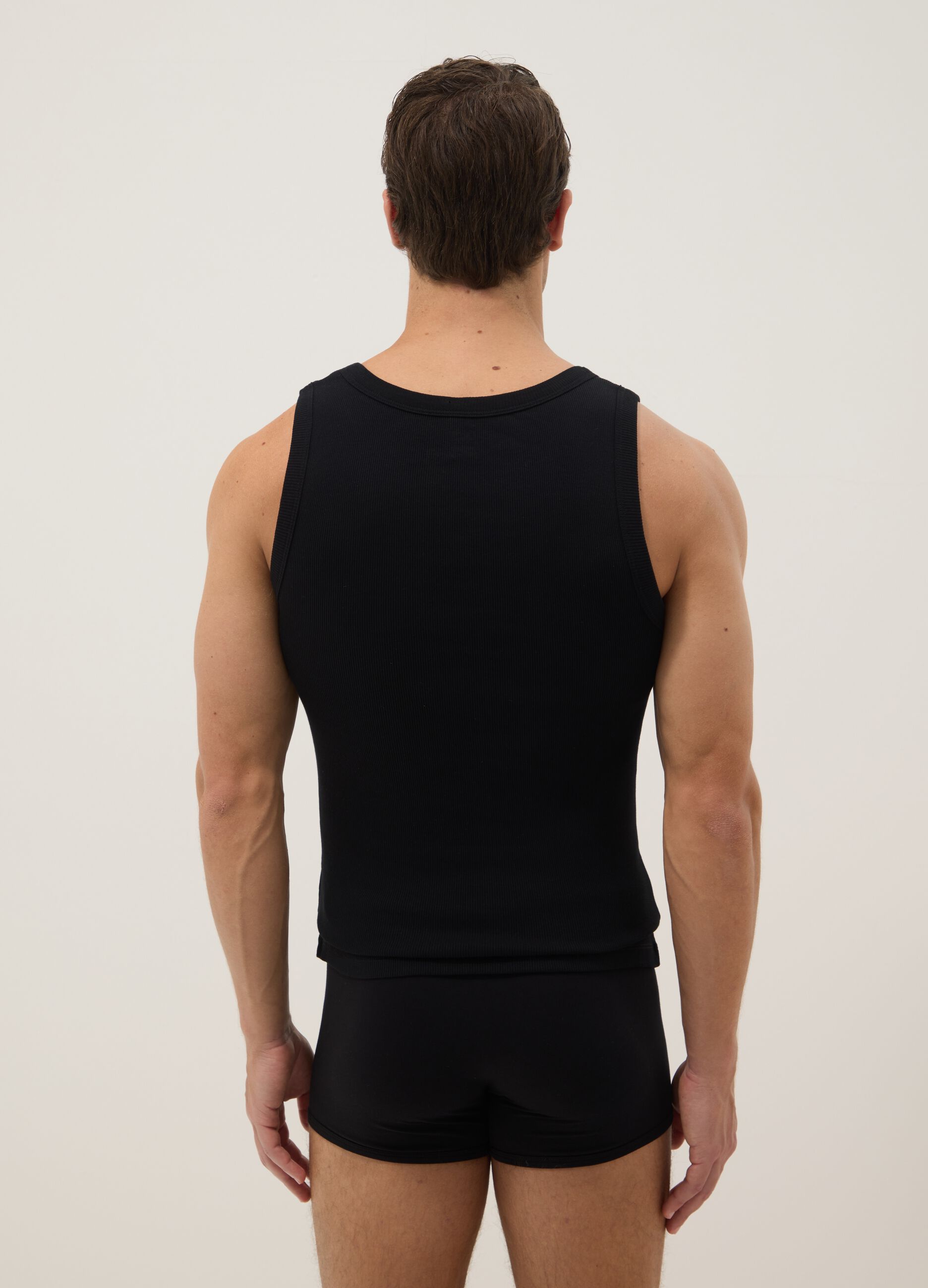Black pure cotton vest regular fit