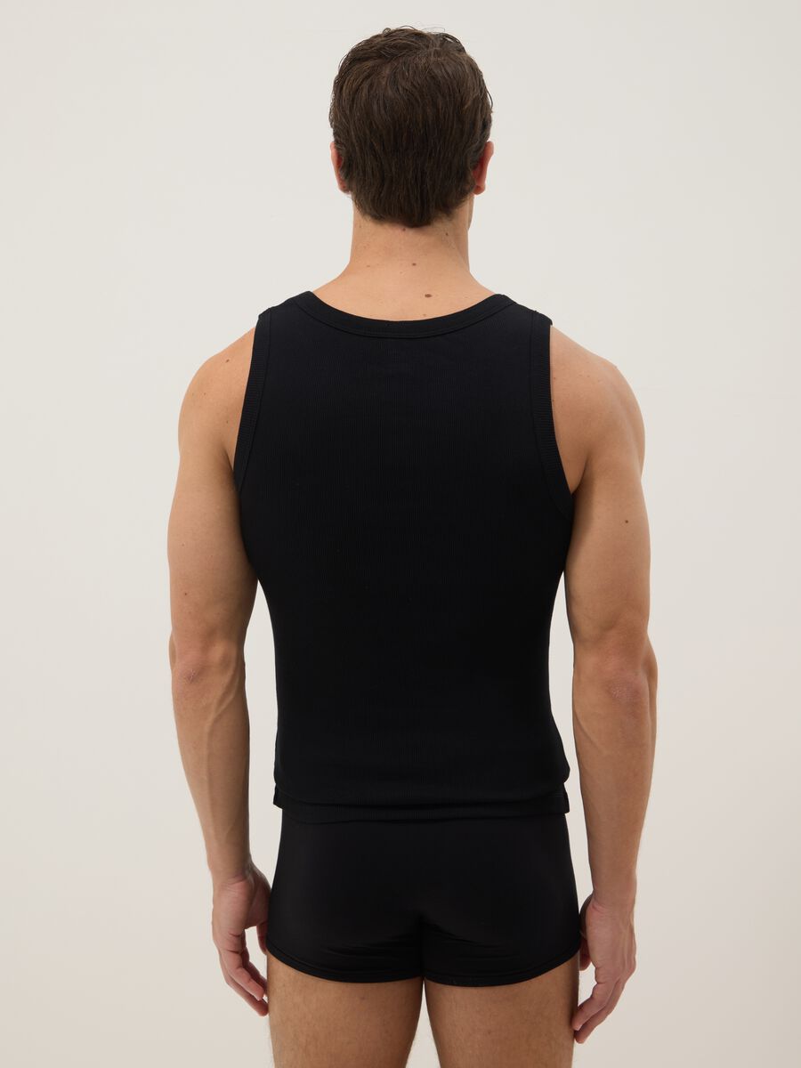 Canotta in puro cotone nero regular fit_2