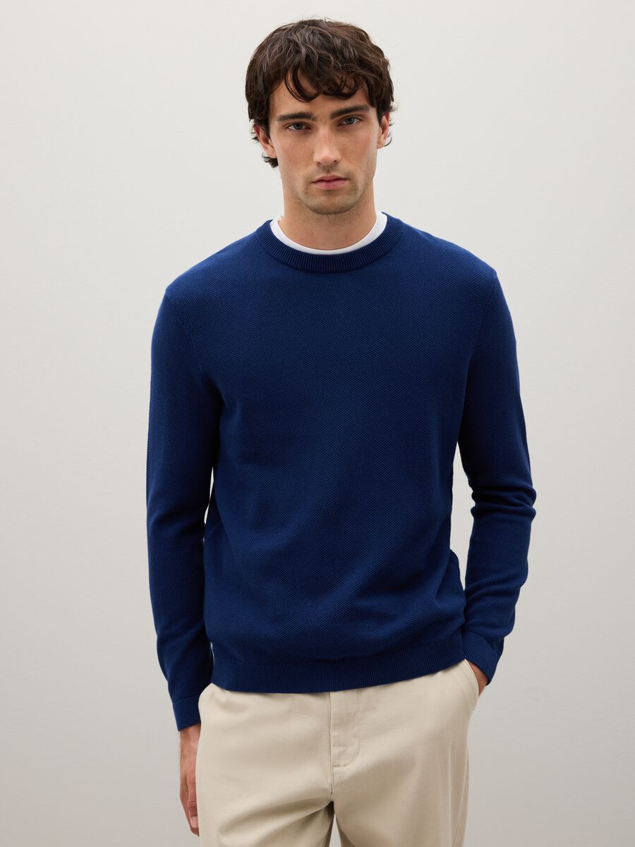 Maglione blu in cotone_0