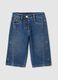 Girls' wide leg blue denim jeans with embroidery_0