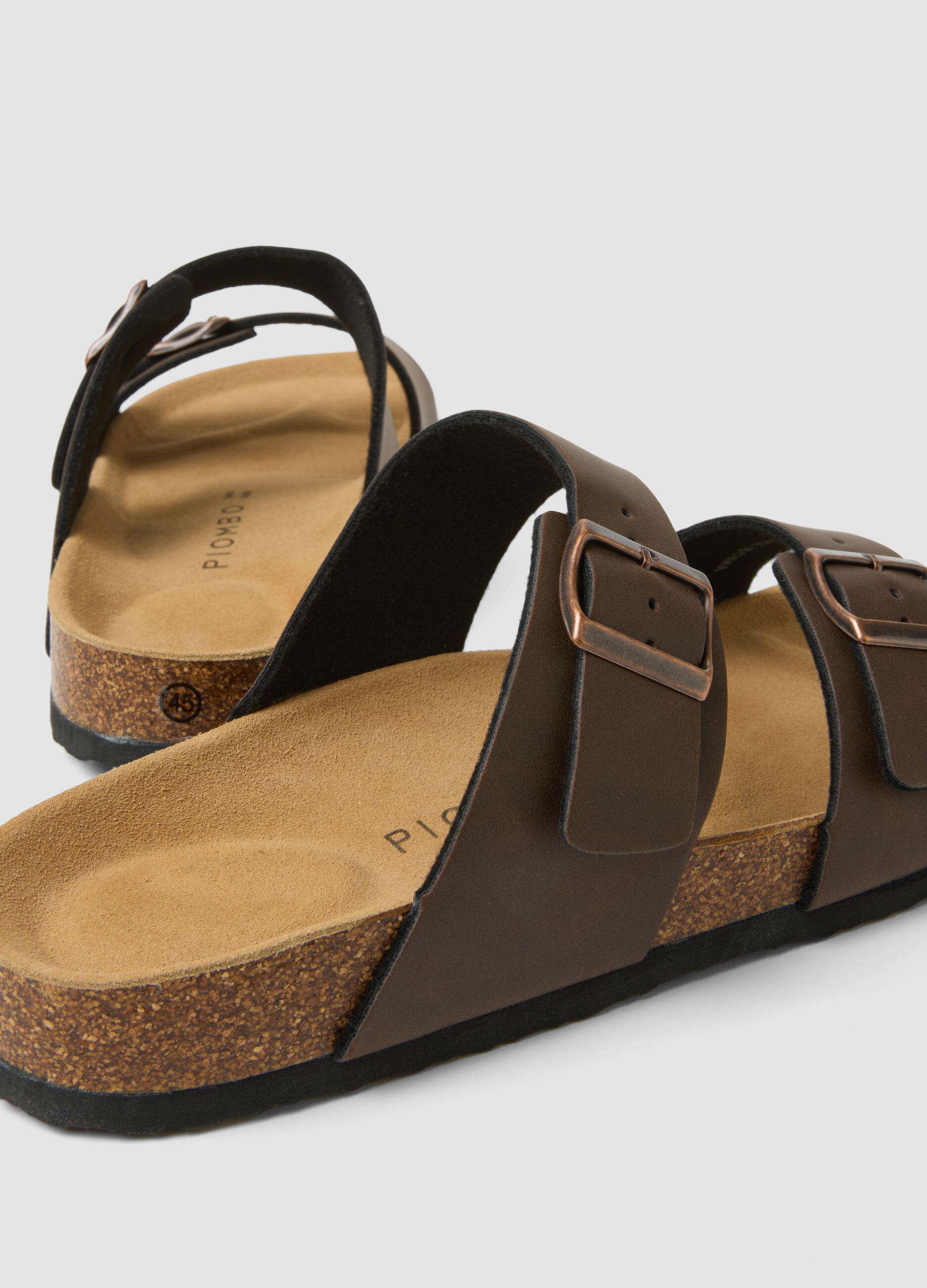 Brown double-strap sandals with buckles