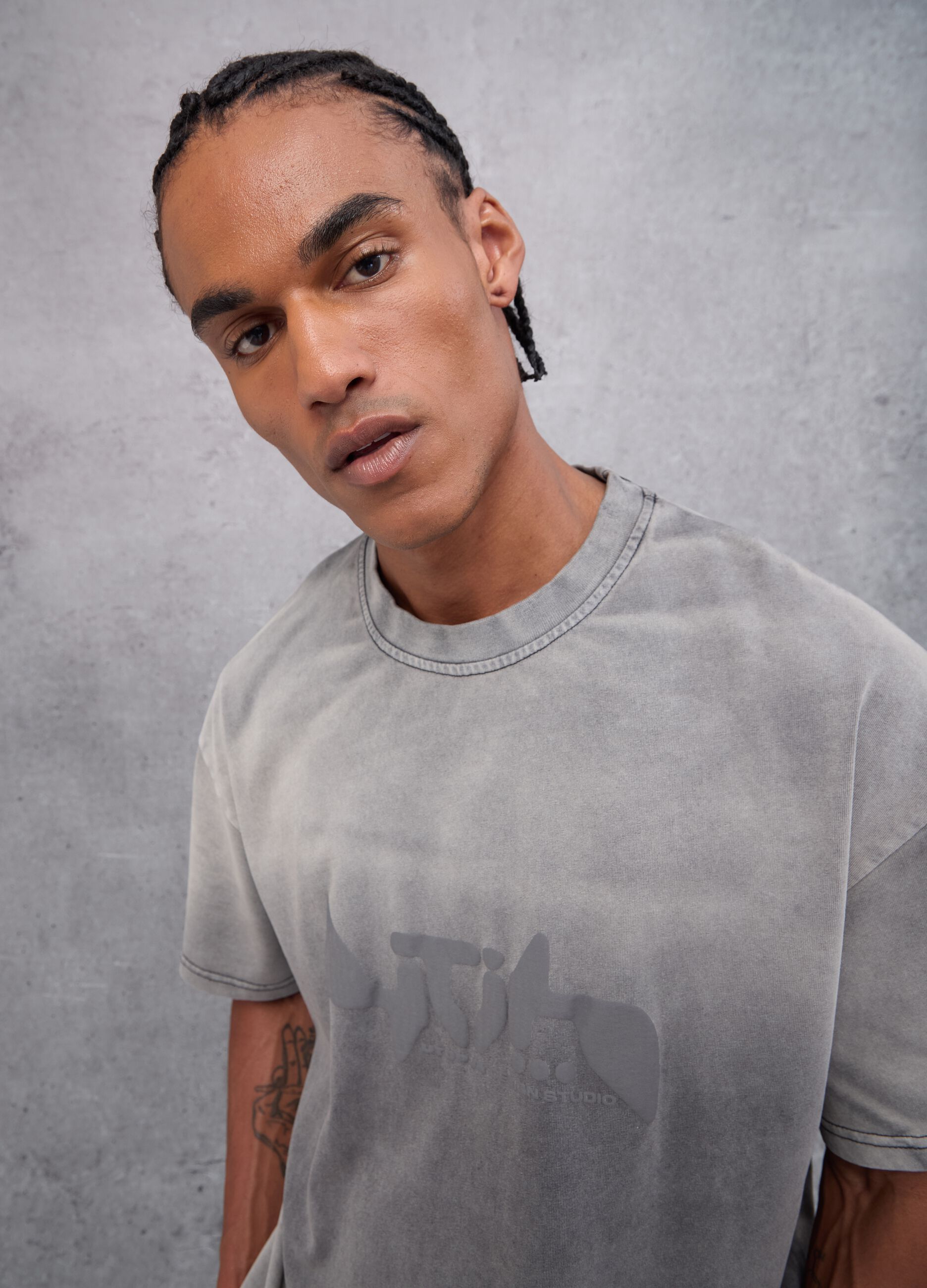 Sunfaded Graphic T-shirt Vintage Grey