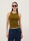 Green fitted ribbed stretch cotton tank top_2